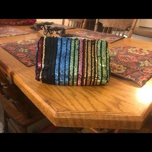 Black Multi-Color sequined Evening Bag.
